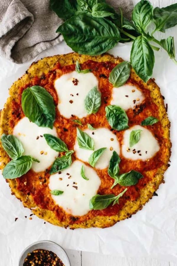 Cauliflower base pizza from the book